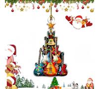 Rockin Around The Guitar Christmas Tree Ornament,2D Music Theme Holiday Decor for Xm/as Tree,Festive Hallow/een & Christmas Decorations,Ornaments Gift for Music Lovers
