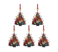 Rockin' Around the Guitar Christmas Tree Ornament | 5 Pack Acrylic Guitar Christmas Tree Decoration | Stacking Rock Guitars Ornaments | Rock Guitar Christmas Hanging Ornament for Christmas Home Decor
