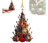 Rockin' Around The Guitar Christmas Tree Ornament - Rockin Around the Christmas Tree, 2D Premium Acrylic Guitar Christmas Ornament,Guitar Musical Instrument Ornament Gift for Music Enthusiasts (1)