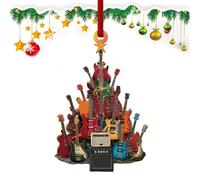 Rockin' Around The Guitar Christmas Tree Ornament, Stacking Rock Guitar Car Pendant, Holiday Home Parties Supplies, Creative Acrylic Musical Ornament, Music Theme Party Decor For Window, Door, Tree