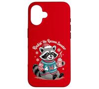 Rockin Christmas Raccoon in Festive Sweater and Cocoa Case for iPhone 16