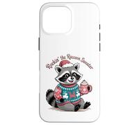 Rockin Christmas Raccoon in Festive Sweater and Cocoa Case for iPhone 16 Pro Max