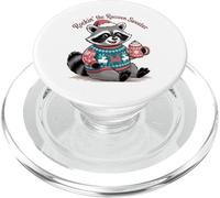 Rockin Christmas Raccoon in Festive Sweater and Cocoa PopSockets PopGrip for MagSafe