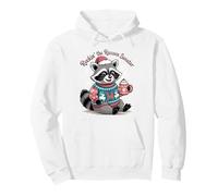 Rockin Christmas Raccoon in Festive Sweater and Cocoa Pullover Hoodie