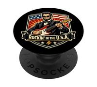 Rockin In The USA President Guitar American Independence Day PopSockets Adhesive PopGrip