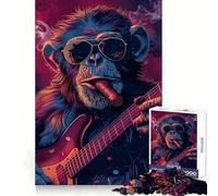 Rockin Monkey Guitar Cigar 1000 Piece Jigsaw Puzzles for Adults Teenagers Intellect Toy Home Enjoy Quality Cut Classic Gift (50x75cm)