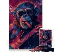 Rockin Monkey Guitar Cigar Jigsaw Puzzle 1000 Piece for Adults Intellect Toy Soothing Fun Precise Cut (38x26cm)