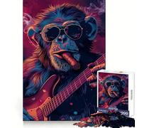 Rockin Monkey Guitar Cigar Jigsaw Puzzles 1000 Pieces for Adults Strengthen Recall Calm Mind Quality Edge Warm Surprise (38x52cm)