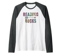 Rockin' Reading Rocks Literacy Squad ESL Rockstar Bookworm Raglan Baseball Tee