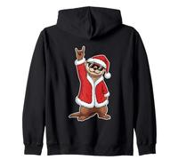 Rockin' Santa Otter Cool Christmas Vibes Zip Hoodie