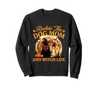 Rockin' The Dog Mom Halloween Witch Design Sweatshirt