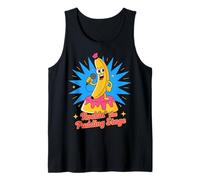 Rockin' the Pudding Stage Banana Mic Cartoon Design Tank Top
