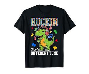 Rockin' to A Different Tune T Rex Autism Awareness Kids Boys T-Shirt