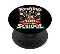 Rocking 100th Days Of School Guitar Music Lover Teacher Kids PopSockets Adhesive PopGrip
