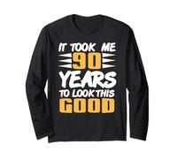 Rocking 90 While Looking Sharp Funny Aging Humor Long Sleeve T-Shirt
