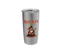 Rocking Around The Christmas Tree Santa Rock and Roll Guitar Stainless Steel Insulated Tumbler