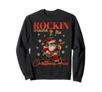 Rocking Around The Christmas Tree Santa Rock and Roll Guitar Sweatshirt