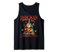 Rocking Around The Christmas Tree Santa Rock and Roll Guitar Tank Top