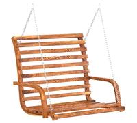Rocking Bench Bentwood Solid with Teak Finish 126 x 63 x 92 cm, Weatherproof for Garden, Patio, Porch, Outdoor, with Chains, Ergonomic, Load Capacity up to 200 kg, Ideal for Relaxing and Relaxing