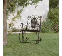 Rocking Bench Black Steel 84cm High Back Outdoor Garden Seat 113x84x94cm Swing