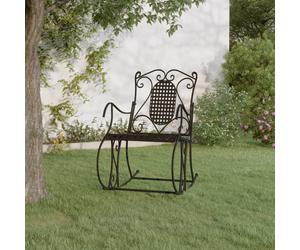 Rocking Bench Black Steel 84cm High Back Outdoor Garden Seat 113x84x94cm Swing