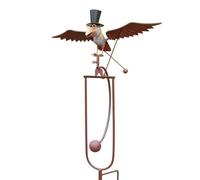 Rocking Bird Wind Spinner Kinetic Metal Garden Ornament Top Hat Bird Design, 120cm