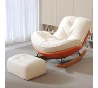Rocking Chair and Footstool Set, Plush Velvet Cushion, Oversized Glider for Living Room, Patio, Sunroom, Balcony - Large Relaxing Comfort