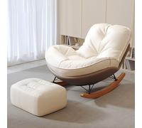 Rocking Chair and Footstool Set, Plush Velvet Cushion Oversized Rocking Glider Lounge Chair for Living Room, Patio, Sunroom, Balcony, Large Relaxing Comfort