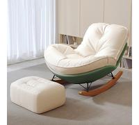 Rocking Chair and Footstool Set, Plush Velvet Cushion Oversized Rocking Glider Lounge Chair for Living Room, Patio, Sunroom, Balcony, Large Relaxing Comfort