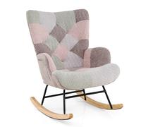 Rocking Chair Boucle Fabric Upholstered Rocker Accent Chair COSTWAY Multi One Size