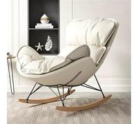 Rocking Chair - Comfortable Fabric Upholstered with Solid Wood Base - Stylish Seating Solution for Living Room, Bedroom, and Office