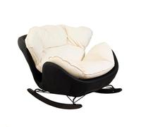 Rocking Chair, Comfortable Upholstered Backrest, Color Block Design Armchair, Reading Recliner, Relax Chair for Bedroom, Balcony, Terrace, Sun Lounger