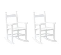 Rocking Chair for Children White Made of Solid Wood Poplar 2 Pieces with Slatted Frame and Waterproof Paint for Garden, Living Room, Baby Room for Relaxing and Seesawing