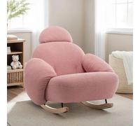 Rocking Chair For Nursery Room In Pink Teddy Boucle Fabric