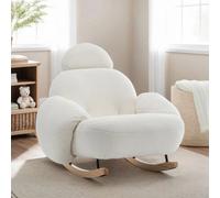 Rocking Chair For Nursery Room In White Teddy Boucle Fabric
