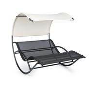 Rocking chair Garden Balcony Indoor Home 2 Seater Reclining Bench Canopy Black