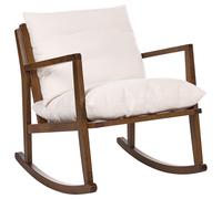 Beliani Rocking Chair KJEVIK Wood Brown/ Light Beige