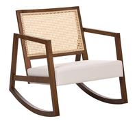 Beliani Rocking Chair LEIDY Wood Brown/ Light Beige