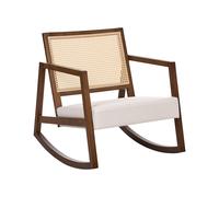 Beliani Rocking Chair Leidy Wood Brown/ Light Beige