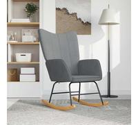 Rocking Chair Light Grey Fabric with Padding, Wooden Swing Skates, Steel Frame, Ergonomic Recliner Chair for Living Room, Bedroom, Baby Room, Reading Corner and Relaxed Rocking