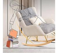 Rocking Chair PU Leather Armchair Nursing Glider with Backrest & Wooden Base - Small Gliding Seat for Bedroom, Living Room, Balcony