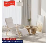 Rocking Chair Recliner Armchair with Adjustable Footrest Cream White