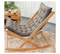 Rocking Chair Recliner, Zero Gravity Chairs Indoor, Wooden Mid Century Modern Accent Chair Reclining Patio Lounger Chair Folding Portable Chaise For Living Room Yard Balcony ( Color : Light Gray )