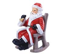 Rocking Chair Santa Claus Statue with Handbell Christmas Resin Ornament Figruine