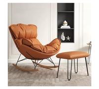 Rocking Chair, Upholstered Glider Leisure Sofa Recliner Armchair with Solid Wood Legs and Foot Stool