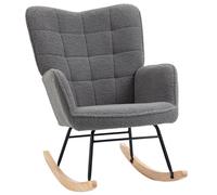 Homcom Wingback Rocking Chair For Nursing W/ Steel Frame Dark Grey