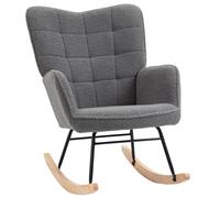 HOMCOM Wingback Rocking Chair For Nursing W/ Steel Frame And Wooden Base Grey | TJ Hughes
