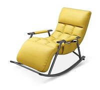 Rocking Chair with Adjustable Footrest, Steel Legs and Leather Padded Seat for Ultimate Comfort in Living Room or Balcony