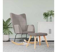 Rocking Chair with Stool, Fabric, Taupe, Recliner Chair with Cushion and Armrest, Wooden Swing Skids, Ergonomic Swing Chair for Living Room, Bedroom, Reading Corner, Relaxing and Breastfeeding