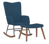 Rocking Chair with Stool, Velvet Blue, Upholstered Chair with Armrest and Wooden Skids, Ergonomic Recliner Chair for Living Room, Bedroom, Baby Room, Ideal for Reading, Relaxing, Breastfeeding